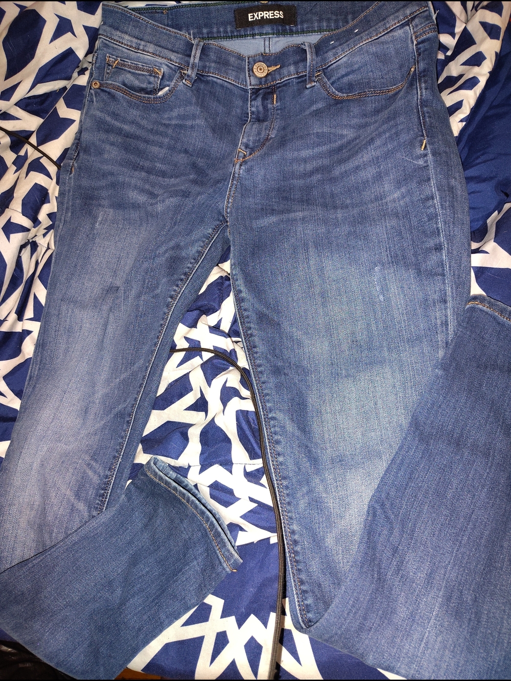 Express Skinny Jeans in Medium Blue Denim